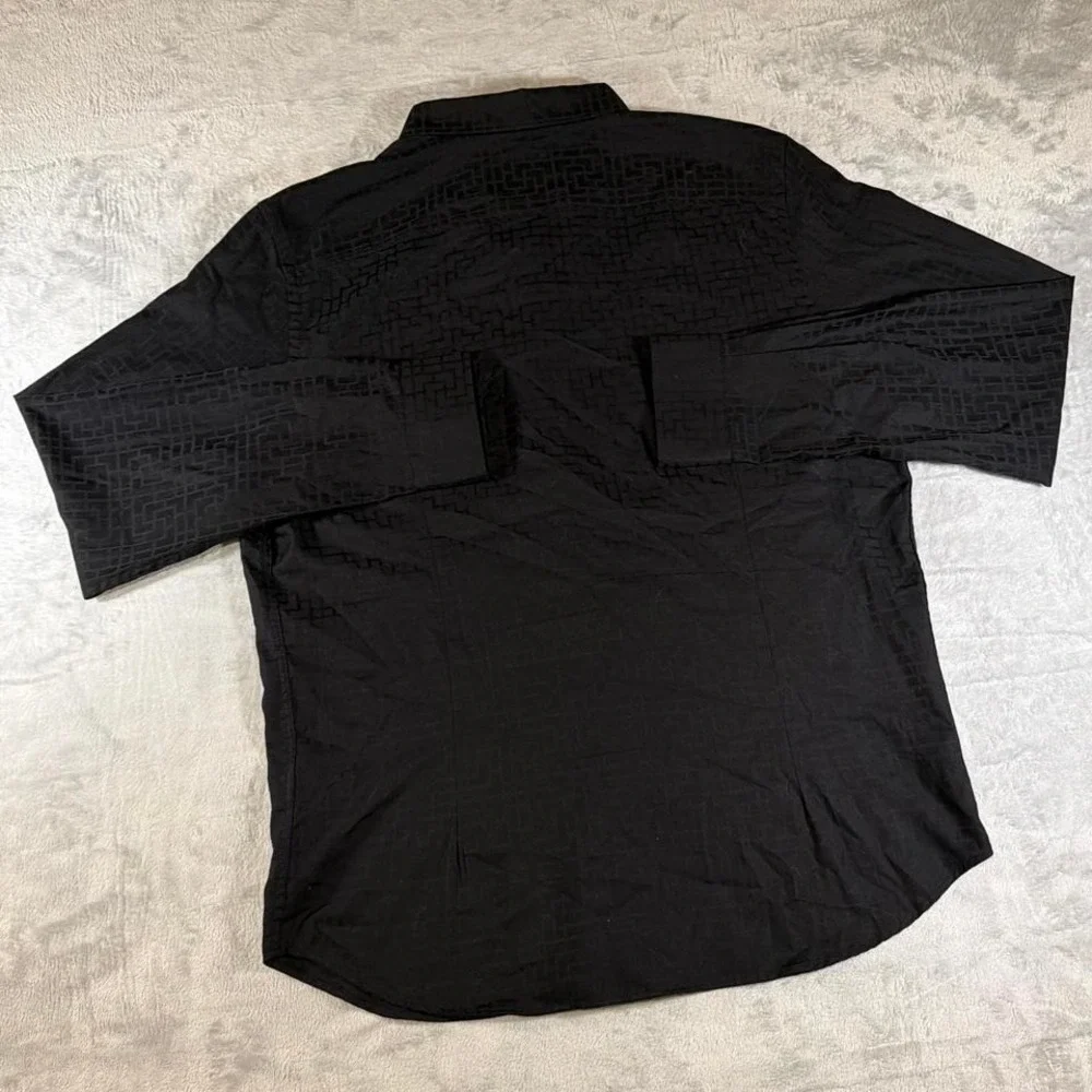 Limited Edition Robert‎ Graham Subtle Geometric Textured Black Button Up | 2XL